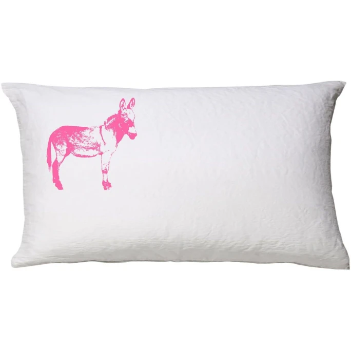 Elegante Esel Bettwäsche-Set Aus Halbleinen - 135x200 / 40x80 Cm - Weiß-pink 5 Elegante Esel Bettwäsche-Set Aus Halbleinen - 135x200 / 40x80 Cm - Weiß-pink – Bild 3