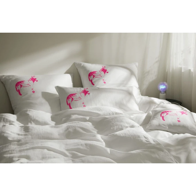 Elegante Esel Bettwäsche-Set Aus Halbleinen - 135x200 / 40x80 Cm - Weiß-pink 6 Elegante Esel Bettwäsche-Set Aus Halbleinen - 135x200 / 40x80 Cm - Weiß-pink – Bild 4