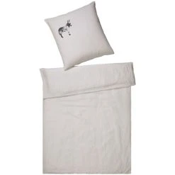 Elegante Esel Bettwäsche-Set Aus Halbleinen - 135x200 / 40x80 Cm - Kreide-anthra