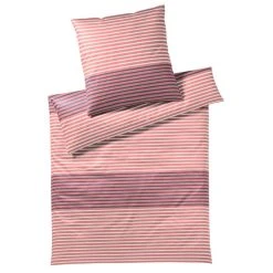 Elegante Seastripe Bettwäsche Aus Mako-Satin - 200x200 / 2x80x80 Cm - Koralle