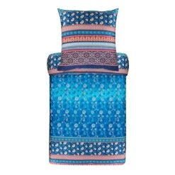 Bassetti OTELLO Bettwäsche-Set - 155x220 / 80x80 Cm - B1-blau