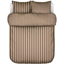 Marc O'Polo Classic Stripe Bettwäsche-Set - 135x200 / 80x80 Cm - Toffee Brown