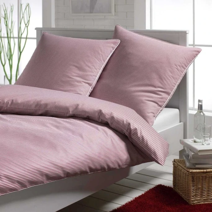 Elegante Hamburger Streifen Bettwäsche - 135x200 / 40x80 Cm - Bordeaux 4 Elegante Hamburger Streifen Bettwäsche - 135x200 / 40x80 Cm - Bordeaux – Bild 2