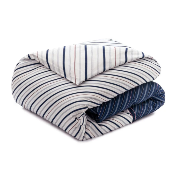 Tommy Hilfiger CLUB STRIPES Satin-Bettwäsche-Set - 155x220 / 80x80 Cm - Navy 3 Tommy Hilfiger CLUB STRIPES Satin-Bettwäsche-Set - 155x220 / 80x80 Cm - Navy