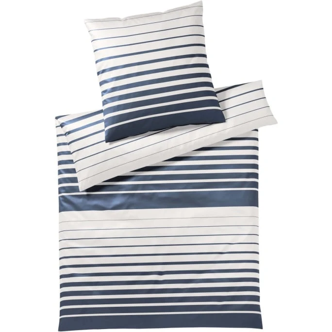 Elegante Refine Bettwäsche-Set Aus Mako-Satin - 200x200 / 2x40x80 Cm - Marine 3 Elegante Refine Bettwäsche-Set Aus Mako-Satin - 200x200 / 2x40x80 Cm - Marine