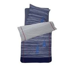 Cinderella Boats Wendebettwäsche-Set - 135x200 / 80x80 Cm - Deep Blue