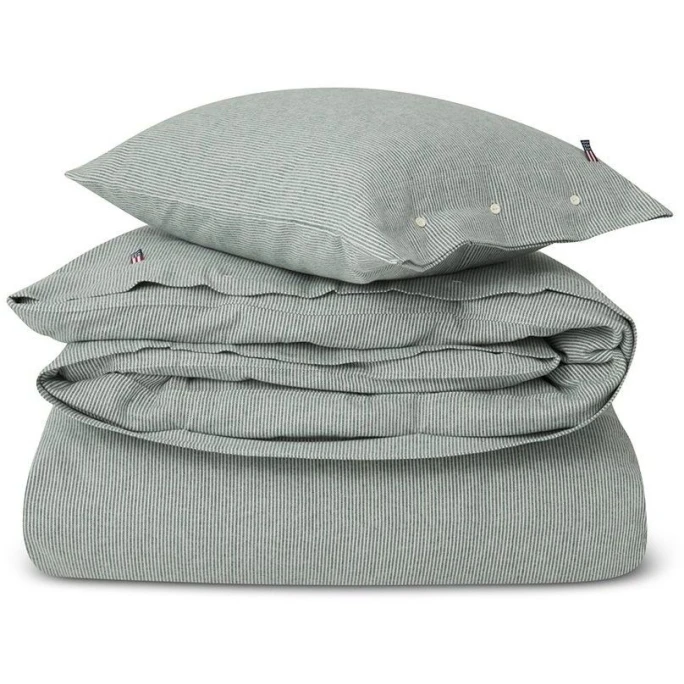 Lexington Striped Bettwäscheset Aus Flanell - 155x220 / 80x80 Cm - White/green 3 Lexington Striped Bettwäscheset Aus Flanell - 155x220 / 80x80 Cm - White/green