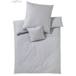 Elegante Classico Perkal-Bettwäsche - 135x200 / 80x80 Cm - Hellgrau