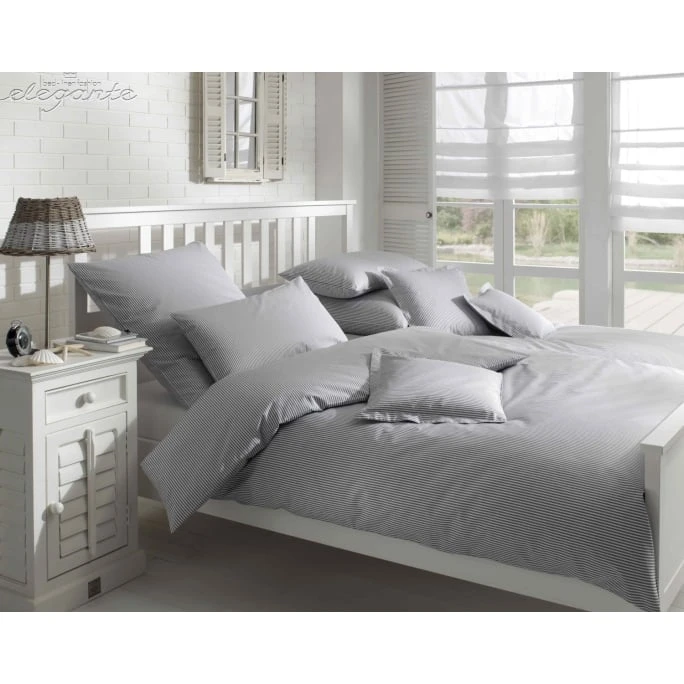 Elegante Classico Perkal-Bettwäsche - 135x200 / 80x80 Cm - Hellgrau 4 Elegante Classico Perkal-Bettwäsche - 135x200 / 80x80 Cm - Hellgrau – Bild 2