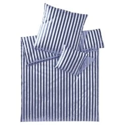 Elegante Lido Perkal-Bettwäsche - 135x200 / 80x80 Cm - Blau