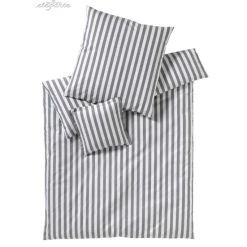 Elegante Lido Perkal-Bettwäsche - 135x200 / 80x80 Cm - Hellgrau