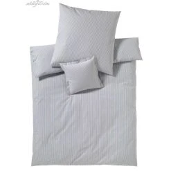 Elegante Classico Bettwäsche Aus Web-Perkal - 155x200 / 80x80 Cm - Silber