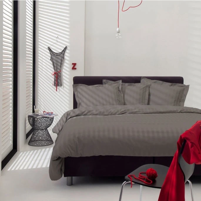 Damai Linea Bettwäsche-Garnitur Aus Satin - 135x200 / 80x80 Cm - Asphalt 4 Damai Linea Bettwäsche-Garnitur Aus Satin - 135x200 / 80x80 Cm - Asphalt – Bild 2