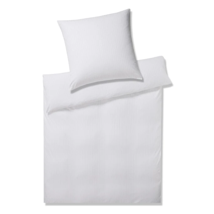 Elegante Solid Stripe Bettwäsche Aus Mako-Jersey - 155x220 / 80x80 Cm - Weiß 3 Elegante Solid Stripe Bettwäsche Aus Mako-Jersey - 155x220 / 80x80 Cm - Weiß