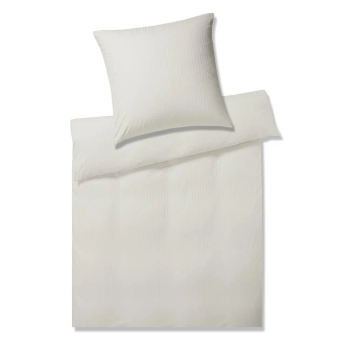 Elegante Solid Stripe Bettwäsche Aus Mako-Jersey - 135x200 / 80x80 Cm - Wollweiß 3 Elegante Solid Stripe Bettwäsche Aus Mako-Jersey - 135x200 / 80x80 Cm - Wollweiß