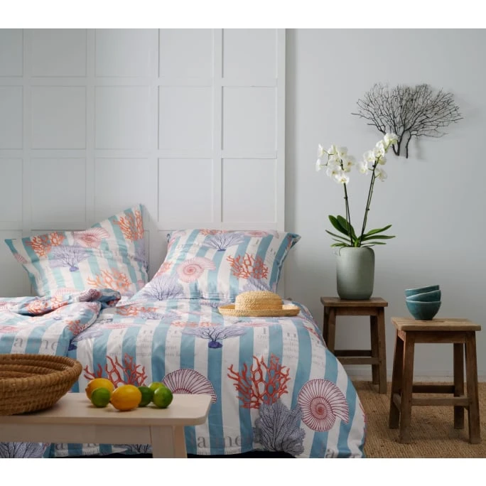 Apelt Moonlight Koralle Bettwäsche-Set - 135x200 / 80x80 Cm - Blau-weiß-rot 5 Apelt Moonlight Koralle Bettwäsche-Set - 135x200 / 80x80 Cm - Blau-weiß-rot – Bild 3