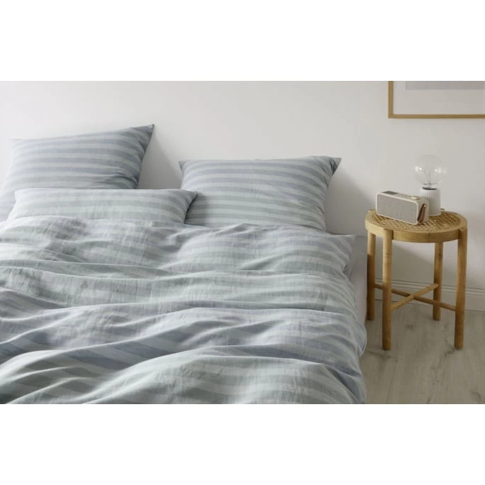 Elegante Clear Halbleinen Bettwäsche - 135x200 / 40x80 Cm - Aqua 4 Elegante Clear Halbleinen Bettwäsche - 135x200 / 40x80 Cm - Aqua – Bild 2