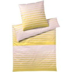 Elegante Refine Bettwäsche-Set Aus Mako-Satin - 135x200 / 40x80 Cm - Pudergelb