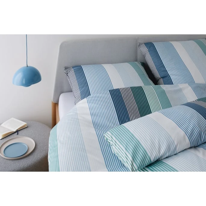 Elegante Brilliant Bettwäsche-Set Aus Mako-Jersey - 135x200 / 80x80 Cm - Grün-blau 4 Elegante Brilliant Bettwäsche-Set Aus Mako-Jersey - 135x200 / 80x80 Cm - Grün-blau – Bild 2