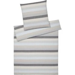 Elegante Gotland Bettwäsche-Set Aus Web-Seersucker - 135x200 / 40x80 Cm - Grau-sand