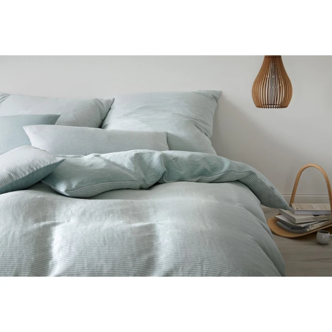 Elegante Whisper Bettwäsche-Set Aus Halbleinen - 135x200 / 40x80 Cm - Blassgrün 4 Elegante Whisper Bettwäsche-Set Aus Halbleinen - 135x200 / 40x80 Cm - Blassgrün – Bild 2