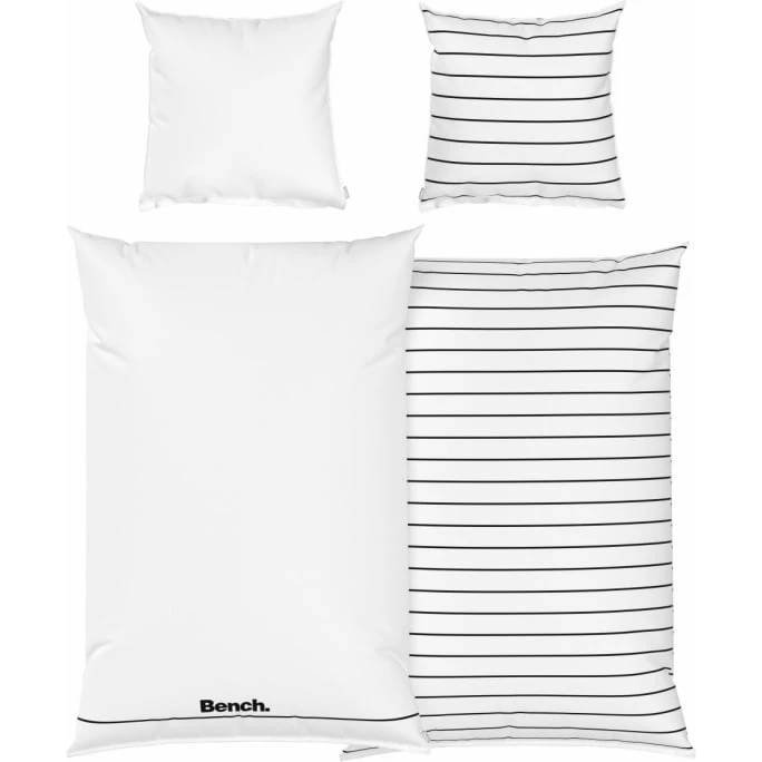Bench Bettwäsche-Set Gestreift Aus Renforcé-Baumwolle - 135x200 / 80x80 Cm - Weiß 4 Bench Bettwäsche-Set Gestreift Aus Renforcé-Baumwolle - 135x200 / 80x80 Cm - Weiß – Bild 2