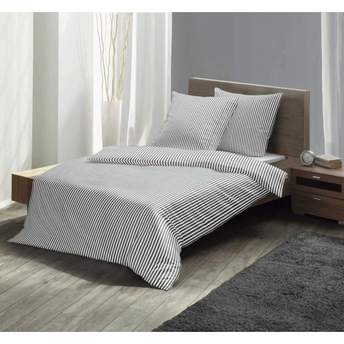 Fleuresse Rio Bettwäsche-Set Aus Seersucker - 155x200 / 80x80 Cm - Anthrazit 4 Fleuresse Rio Bettwäsche-Set Aus Seersucker - 155x200 / 80x80 Cm - Anthrazit – Bild 2