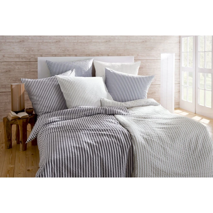 Fleuresse Rio Bettwäsche-Set Aus Seersucker - 155x200 / 80x80 Cm - Anthrazit 5 Fleuresse Rio Bettwäsche-Set Aus Seersucker - 155x200 / 80x80 Cm - Anthrazit – Bild 3