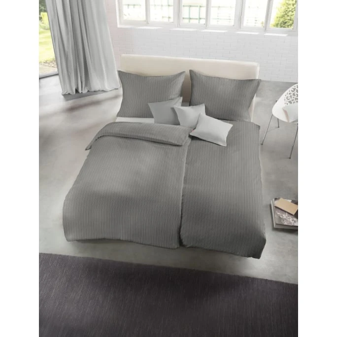 Fleuresse Rio Bettwäsche-Set Aus Seersucker - 155x200 / 80x80 Cm - Grau 4 Fleuresse Rio Bettwäsche-Set Aus Seersucker - 155x200 / 80x80 Cm - Grau – Bild 2