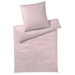 Elegante Sister Stripe Bettwäsche Aus Mako-Jersey - 155x220 / 80x80 Cm - Rose