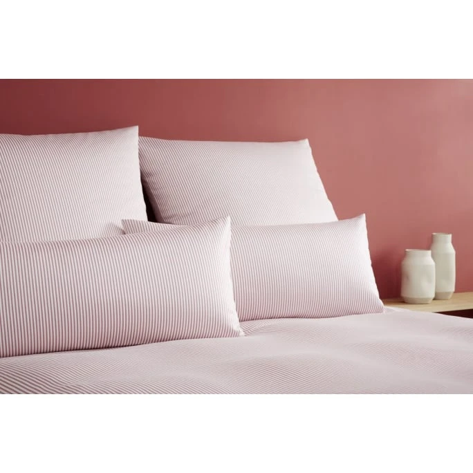 Elegante Sister Stripe Bettwäsche Aus Mako-Jersey - 155x220 / 80x80 Cm - Rose 4 Elegante Sister Stripe Bettwäsche Aus Mako-Jersey - 155x220 / 80x80 Cm - Rose – Bild 2