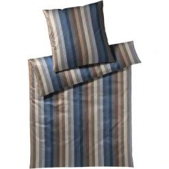 Elegante Vivid Bettwäsche-Set Aus Mako-Satin - 135x200 / 40x80 Cm - Nougat Blau