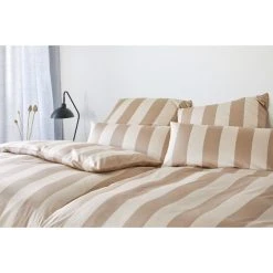 Elegante Natural Stripe Bettwäsche-Set Aus Mako-Satin - 135x200 / 40x80 Cm - Natur-caramel -Moooi Shop unnamed file 956