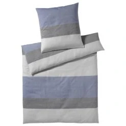 Elegante Beat Bettwäsche-Set Aus Leinen - 155x200 / 80x80 Cm - Blue Pop