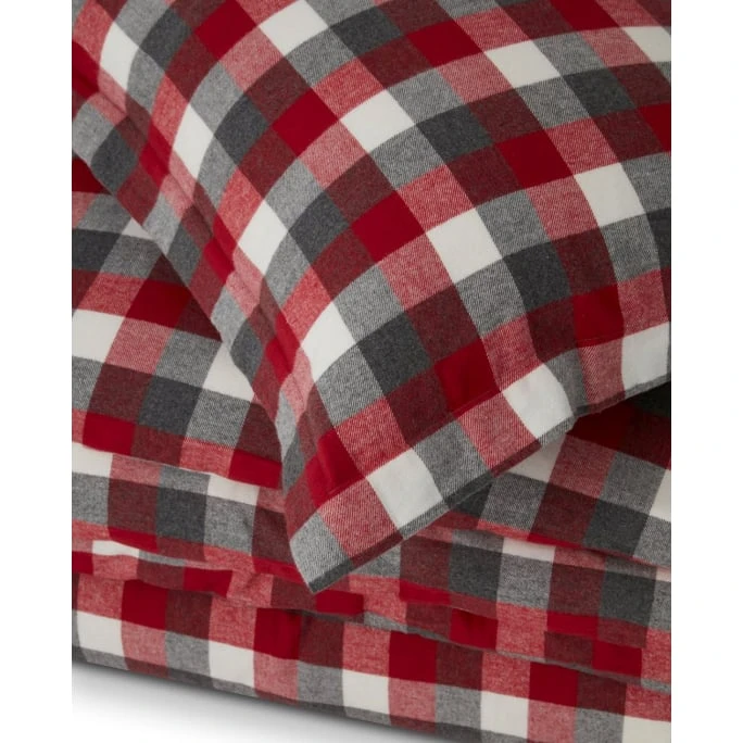LEXINGTON Checked Cotton Flanell Bettwäsche-Set - 135x200 / 80x80 Cm - Red/dark Gray 4 LEXINGTON Checked Cotton Flanell Bettwäsche-Set - 135x200 / 80x80 Cm - Red/dark Gray – Bild 2